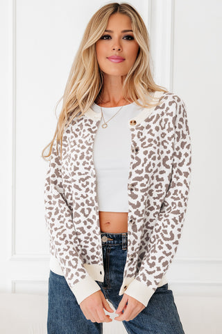 Leopard Cardigan - White