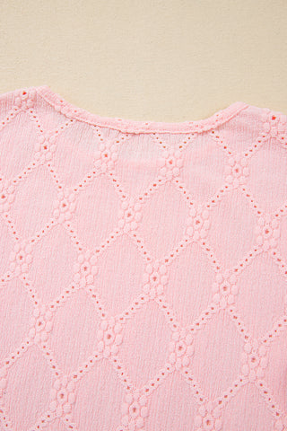 Eyelet Puff Sleeve Top - Soft Pink