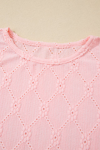 Eyelet Puff Sleeve Top - Soft Pink