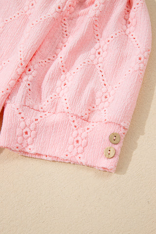 Eyelet Puff Sleeve Top - Soft Pink