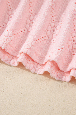 Eyelet Puff Sleeve Top - Soft Pink