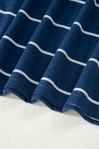 Sleeveless Maxi Dress - Navy White Stripes