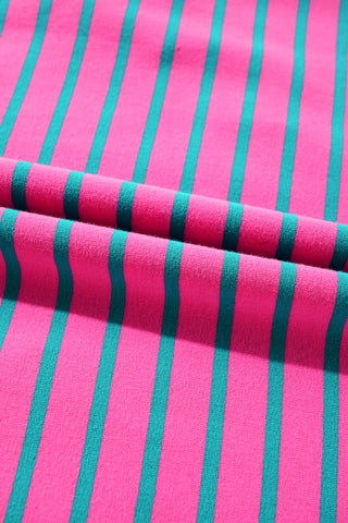 Polo Style Striped Dress - Pink