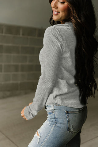 Thermal Henley Top - Gray