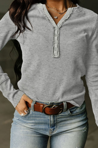 Thermal Henley Top - Gray