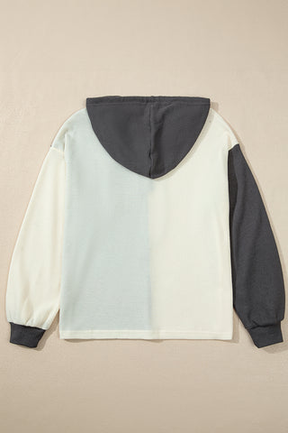 Thermal Button Hoodie - Gray and Ivory