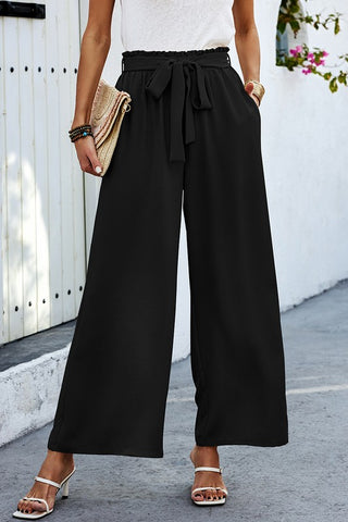 Wide Leg Palazzo Pants - Black