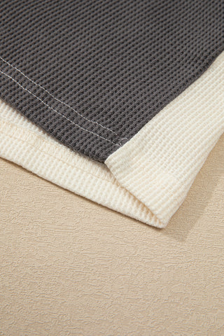 Thermal Button Hoodie - Gray and Ivory