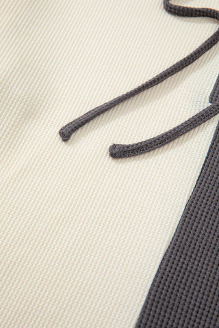 Thermal Button Hoodie - Gray and Ivory