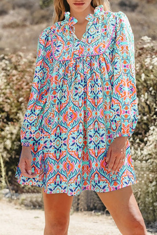 Tranquil Tapestry Spring Dress - Aqua