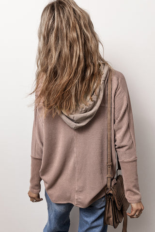 Thermal Button Hoodie - Taupe
