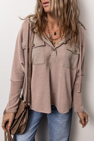 Thermal Button Hoodie - Taupe