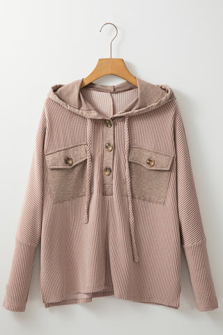 Thermal Button Hoodie - Taupe