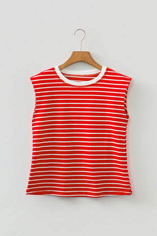 Sleeveless Striped Top - Red