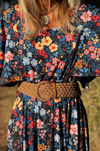 Enchanted Evening Floral Dress - Navy