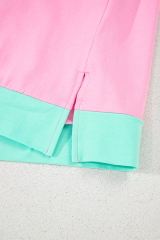 Cotton Candy Henley Top - Pink and Mint