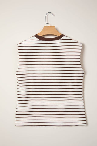 Sleeveless Striped Top - Brown