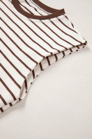 Sleeveless Striped Top - Brown