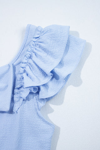 Bow Back Flutter Sleeve Top - Blue