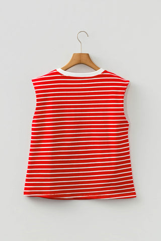 Sleeveless Striped Top - Red