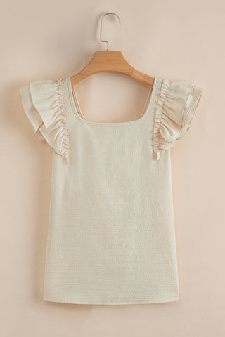 Bow Back Flutter Sleeve Top - Taupe