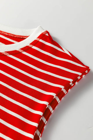 Sleeveless Striped Top - Red