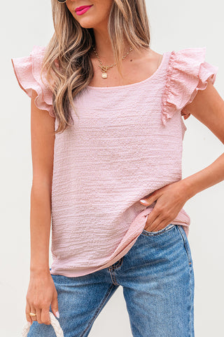 Bow Back Flutter Sleeve Top - Pink