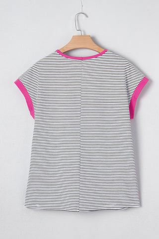 A Hint of Pink Striped Top
