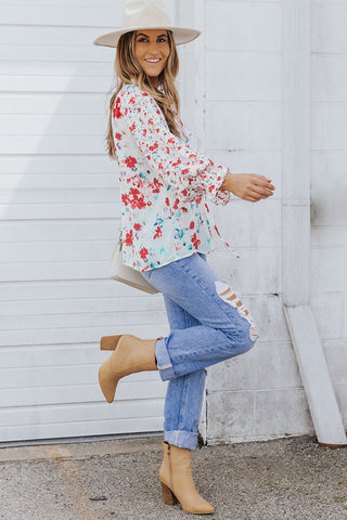 Floral Blouse - Red Floral