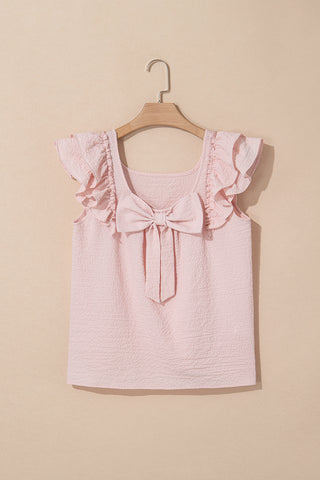 Bow Back Flutter Sleeve Top - Pink