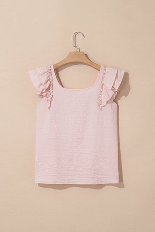 Bow Back Flutter Sleeve Top - Pink