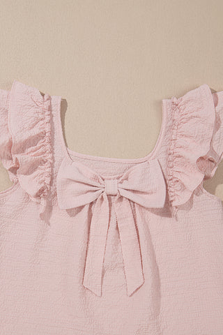 Bow Back Flutter Sleeve Top - Pink