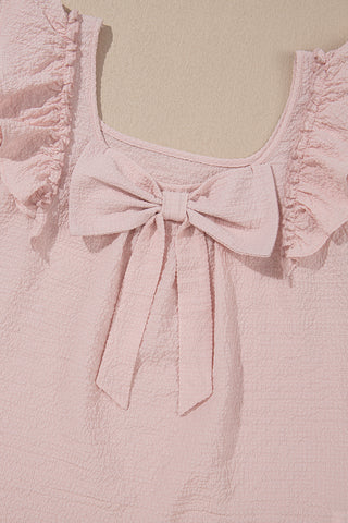Bow Back Flutter Sleeve Top - Pink
