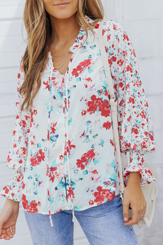 Floral Blouse - Red Floral