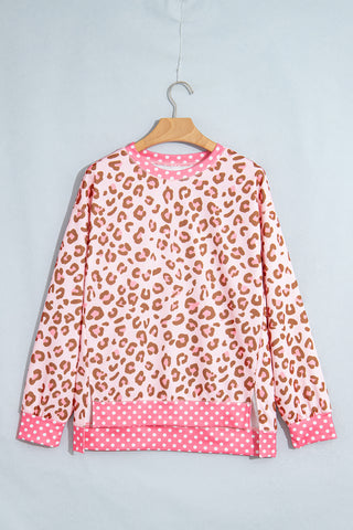Leopard and Polka Dot Top - Pink