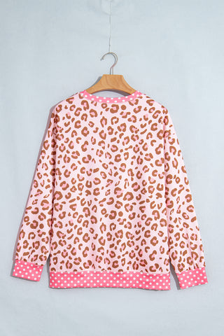 Leopard and Polka Dot Top - Pink