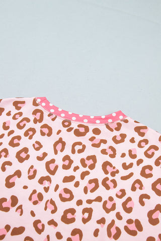 Leopard and Polka Dot Top - Pink