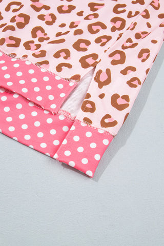 Leopard and Polka Dot Top - Pink