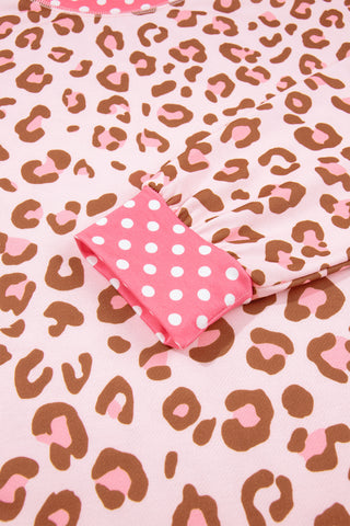 Leopard and Polka Dot Top - Pink