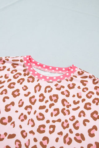 Leopard and Polka Dot Top - Pink