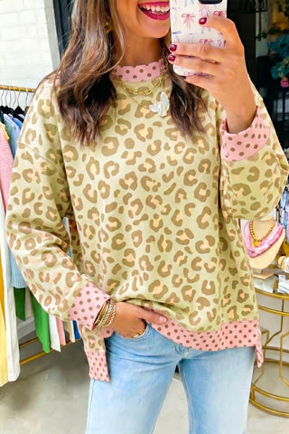 Leopard and Polka Dot Top - Green
