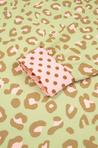 Leopard and Polka Dot Top - Green