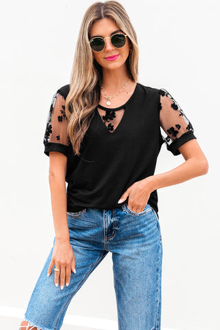Mesh Detail Black Top