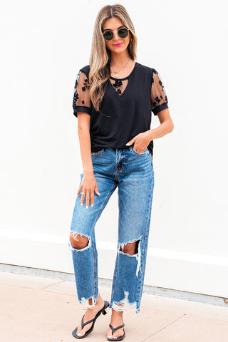 Mesh Detail Black Top