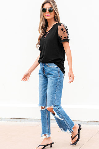 Mesh Detail Black Top