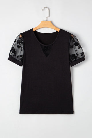 Mesh Detail Black Top