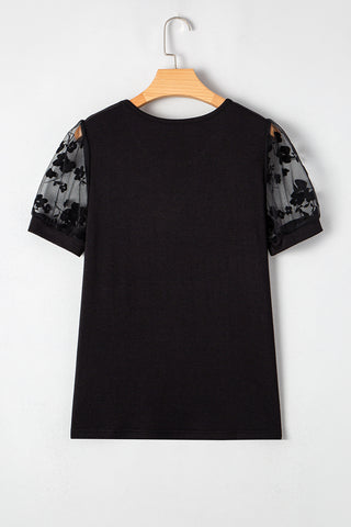Mesh Detail Black Top
