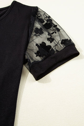 Mesh Detail Black Top