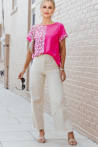 Leopard Print Tee - Pink