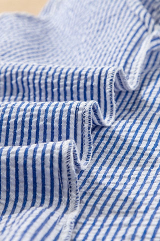 Coastal Breeze Lace and Stripes Top - Blue